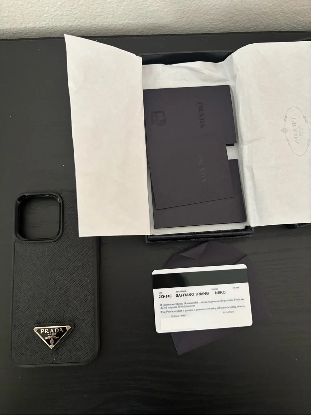 Prada Black Saffiano Leather Phone Case iPhone 13 Pro